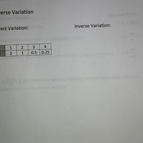 Inverse Variation Ex 5