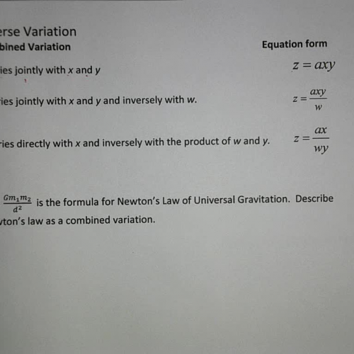 Inverse Variation Ex 6