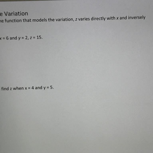 Inverse Variation Ex 7