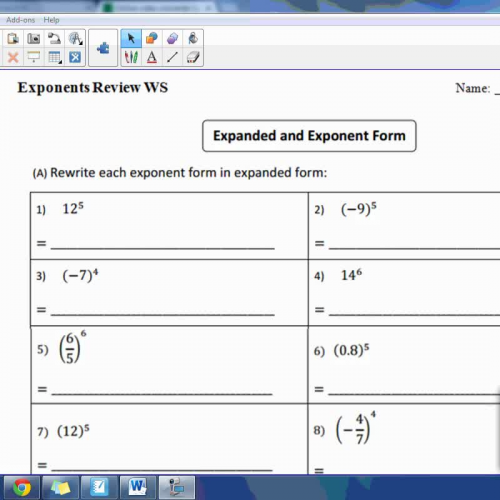 Answer Key - Exponents Review WS