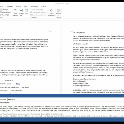 GMetrix Practice Test for Microsoft Word 2013 Project 1