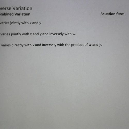 Inverse Variation Ex 9