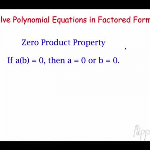 A1 10.3 Solve Polynomial Equations in Factored Form