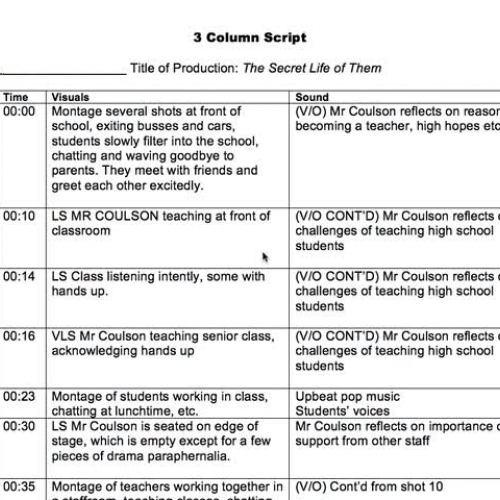 3-column script walkthrough