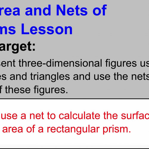 Surface Area and Nets of Prisms Lesson