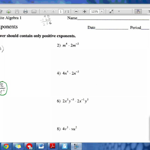 Answer Key - Properties of Exponents WS