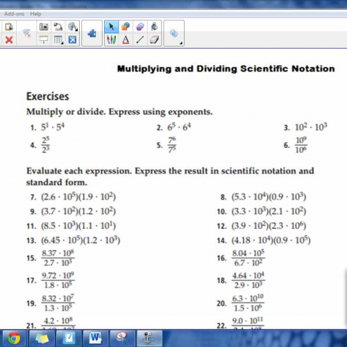 Answer Key - Multiplying & Dividing Scientific Notation WS