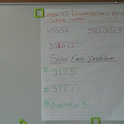 Wed. 4-29 Dividing Decimals by a whole number