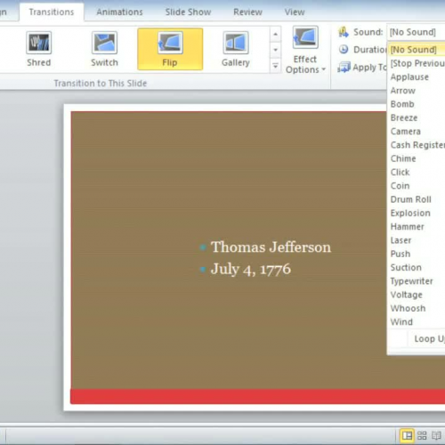 PowerPoint 2010 Tutorial - Apply Transition