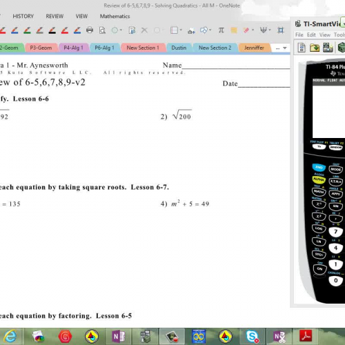 Review of Solving Quadratics