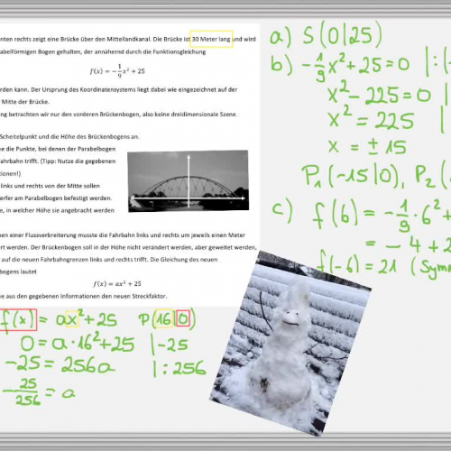 Videolösung Wiederholungsaufgaben Quadratische Funktionen