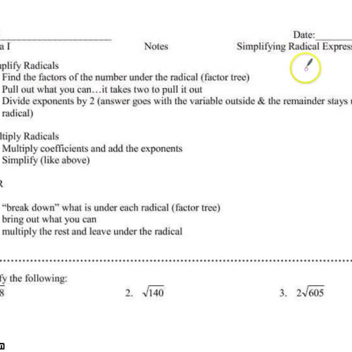 A1 Radicals Day 1 Simplify