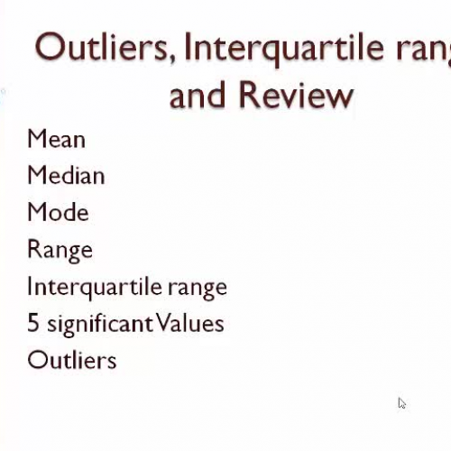 Interquartile, Outliears, Mean, Median, Mode, Range, 5 Significant Values