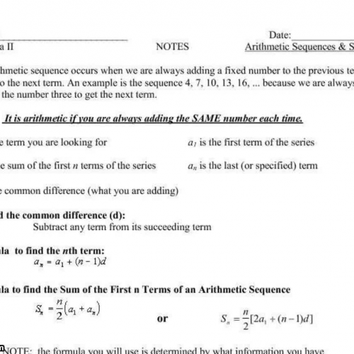 A2 Arithmetic Sequences and Series