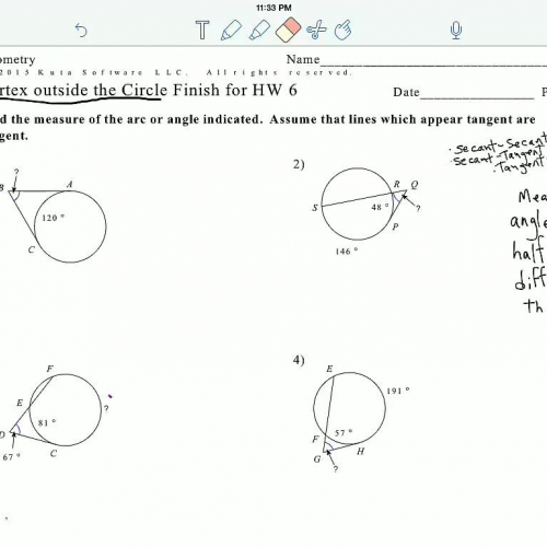 Angles with Vertex outside of the cir circle