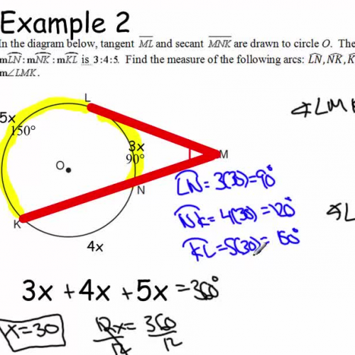 Circle angles V (Vertex outside the circle)