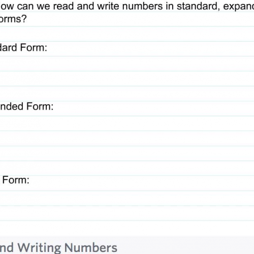 Fourth Grade - Lesson 1.2 Reading and Writing Numbers
