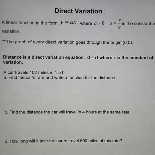 Direct Variation Ex 1