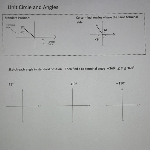 Standard and Coterminal Angles Ex 1