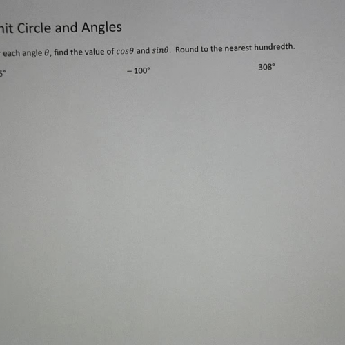 Finding Trig Ratios (Cos A, Sin A) Ex 2