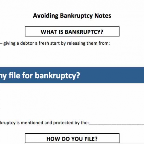 Avoiding Bankruptcy