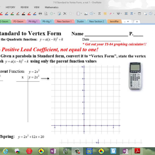 Graphing Parabolas - Standard to vertex form