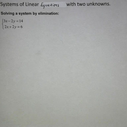 Systems of linear equations with two unknowns Ex 6