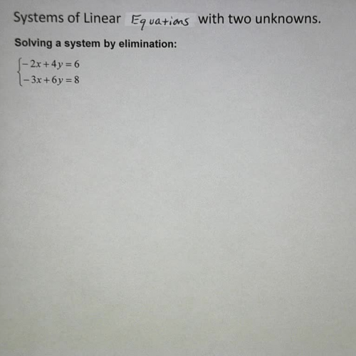 Systems of linear equations with two unknowns Ex 7