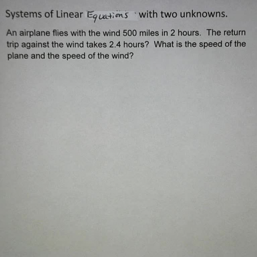 Systems of linear equations with two unknowns Ex 10