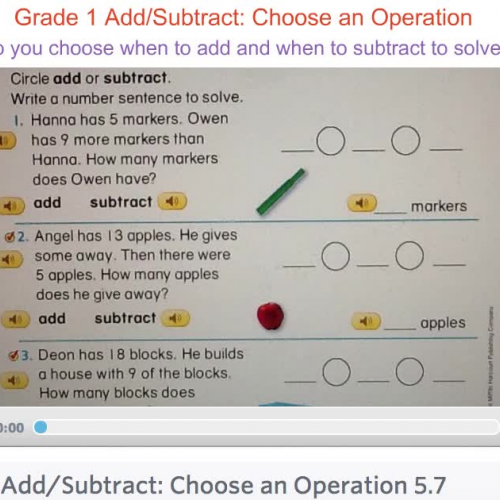 First Grade - Lesson 5.7 Add/Subtract Choose an Operation