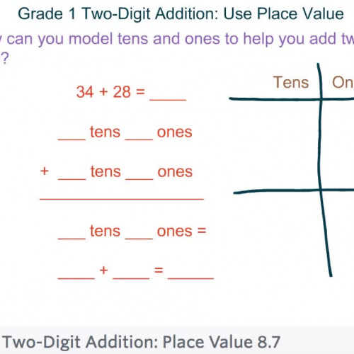 First Grade - Lesson 8.7 Two-Digit Addition Using Place Value