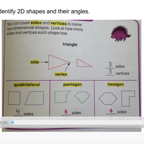 First Grade - Lessons 11.3 and 11.4 Identifying 2D Shapes and Their Angles