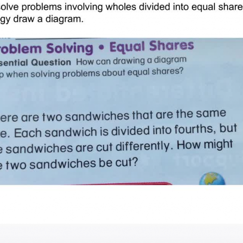 First Grade - Lesson 11.10 Dividing Wholes into Equal Shares by Drawing a Diagram