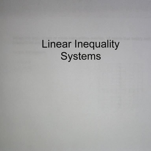 Systems of Linear Inequalities Ex 1