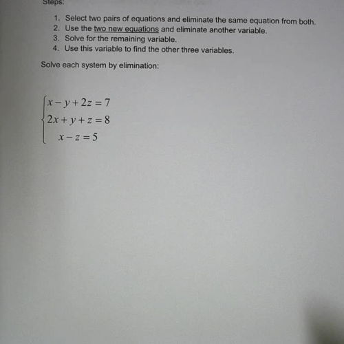 Systems of Linear Equation with Three Unknowns Ex 2
