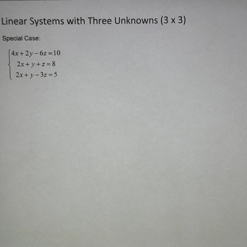 Systems of Linear Equations with Three Unknowns Ex 6