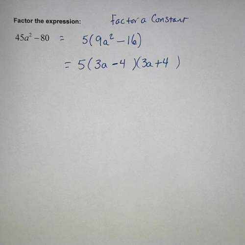 Forms of Quadratics (Factoring) Ex 16