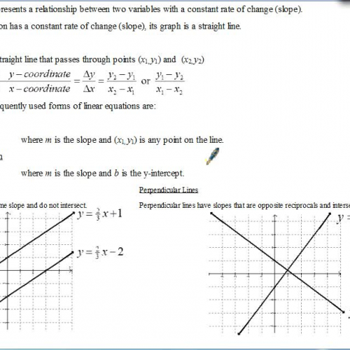 AP Calculus Notes Linear Equations