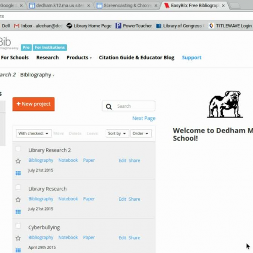 Creating an EasyBib Account and a New Project