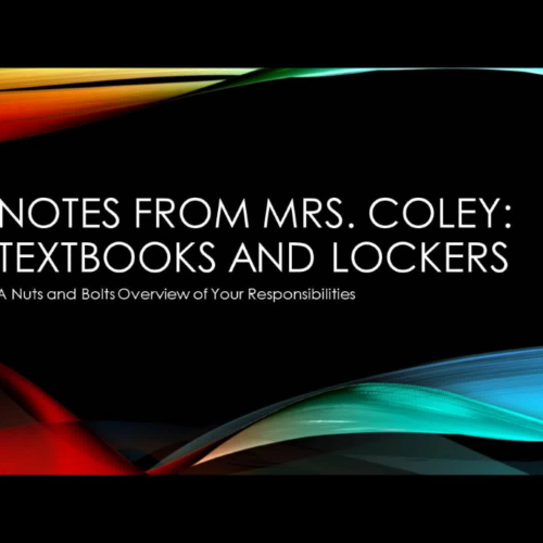 Notes about Lockers and Textbooks