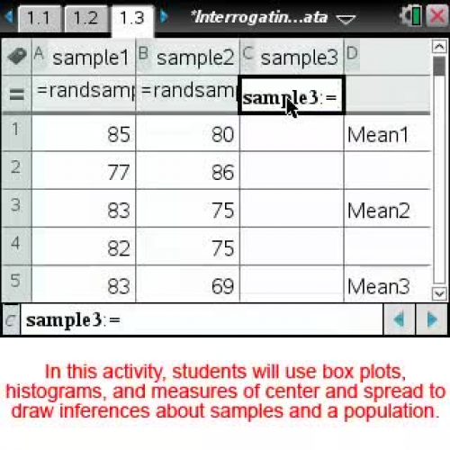 Interrogating Data by Random Sampling  [Math Nspired Preview Video]