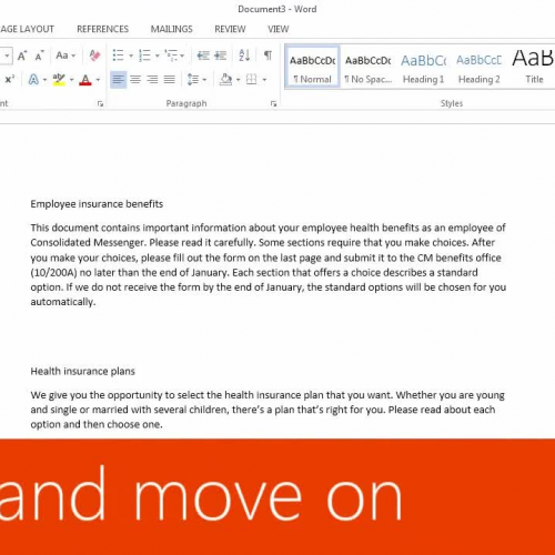 Save and move on Word 2013 