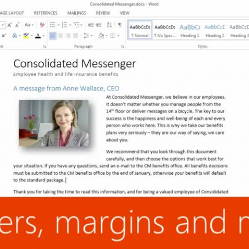 Add headers, footers, margins, and rulers to a page 