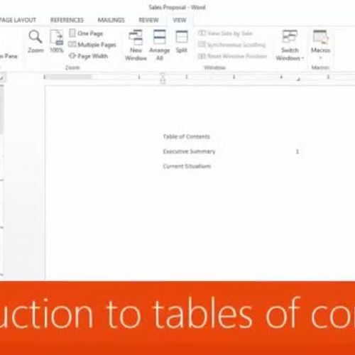 Introduction to Tables of Contents