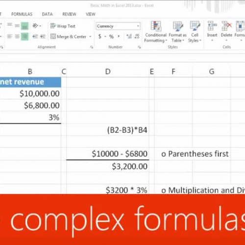 More complex formulas in Excel 2013 