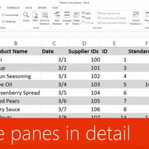 Freeze panes in detail 