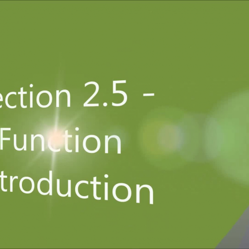 Section 2.5 - Function Introduction