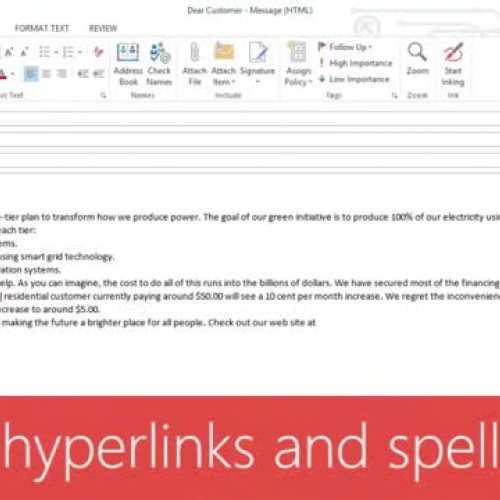 Fonts, hyperlinks, and spell check