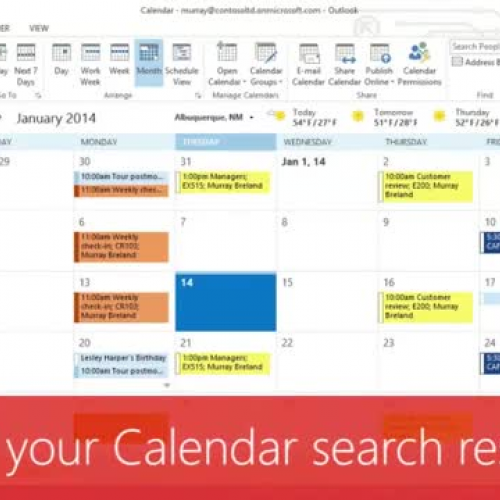 Narrow your Calendar search results 