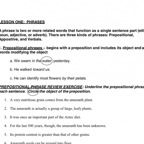 Weekly Grammar Lesson 1